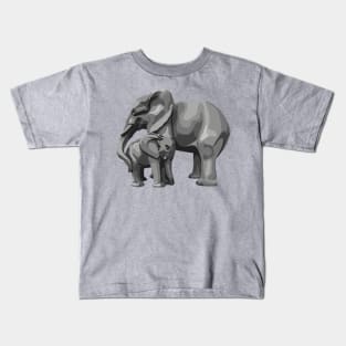 Elephant Mama and Baby Kids T-Shirt